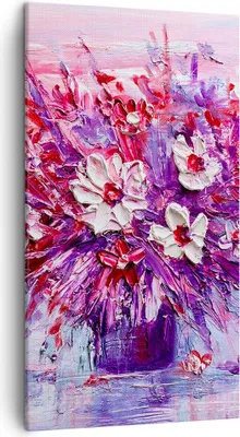 Produktbild von Bild auf Leinwand - Leinwandbild - Einteilig - Pastos Blumen Rosa - 45x80cm - Wand Bild - Wanddeko - Wandbilder - Leinwanddruck - Bilder - Wanddekoration - Leinwand bilder - Wandbild - PA45x80-4530