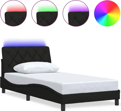 Obrázek produktu pro vidaXL Rám postele s LED bez matrace černý 100x200 cm látka
