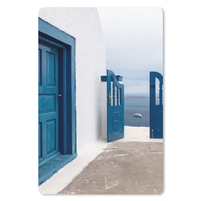 Produktbild von MuchoWow® Mauspad Mousepad Tür - Blau - Weiß - Architektur 18x27 cm - Mousepads - Maus Mat - Pad - Mausunterlage