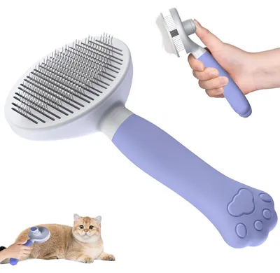 Zdjęcie produktu dla Szczotka do kotów, szczotka do psów [Ergonomiczna konstrukcja i łatwe czyszczenie jednym kliknięciem]