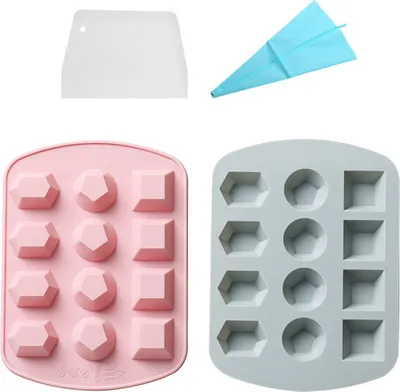 Produktbild von 2er-Pack Silikon-Edelstein-Formen Für Süßigkeiten, Diamantwürfelform Mit 12 Mulden Für Die Herstellung Von Gelee, Süßigkeiten, Schokolade, Kuchendekoration, Eisformen, Seife, Basteln