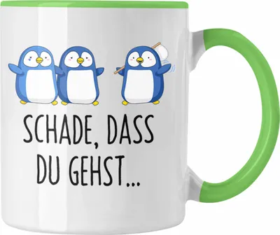 Produktbild von Trendation - Jobwechsel Tasse Geschenk Kollegin Kollege Abschied Lustig Abschiedsgeschenk Sprüche Neuer Job Schade Dass Du Gehst (Grün)