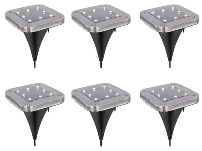 Produktbild von 6x LED Solarleuchte, Wegeleuchte, Edelstahl, LxB 10x10 cm