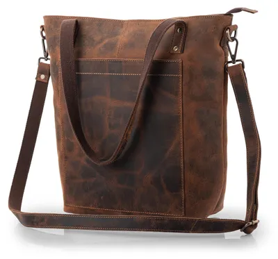 Image de Sac cabas en cuir artisanal pour femmes, couleur marron vintage