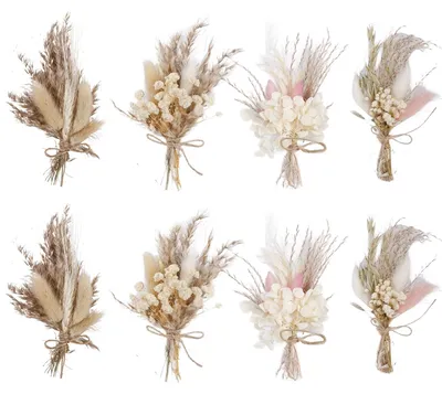 Image de Omgoods - Ensemble de 8 bouquets de fleurs séchées pour la décoration de la maison et du bureau