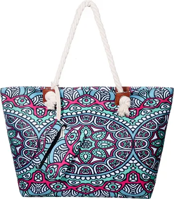 Produktbild von Große Strandtasche wasserabweisend mit Reißverschluss - Indian Temple