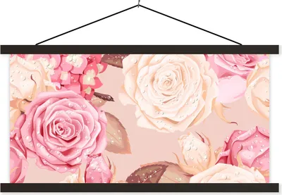 Produktbild von MuchoWow® Textilposter Rosen - Natur - Blumen 120x60 cm mit schwarzem Rahmen - Dekoration Schlafzimmer