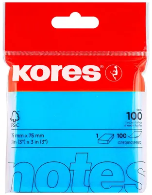 Immagine prodotto di Kores N47094 Foglietti adesivi Kores "NEON NOTES", 75 x 75 mm, bianchi, blu