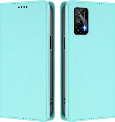 Produktbild von Handyhülle für Realme GT 5G/Realme GT Neo, Kunstleder Klapphülle Stoßfeste Magnetische Hülle mit Ständer Türkis