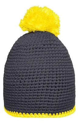 Productafbeelding van Myrtle Beach - Mutse, bommel LT1368 (one size) (koolzwart/geel)