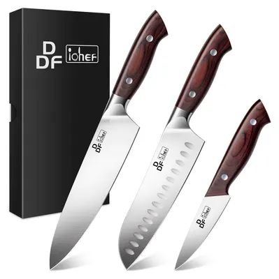 3-tlg. Küchenmesserset – Santoku, Koch- & Schälmesser