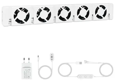 Obrázek produktu pro Sada 5 ventilátorů pro zvýšení účinnosti radiátorů, rozměry 47 cm, s regulací, rozsah 70–100 cm
