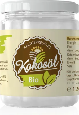 Produktbild von LaFiNa Kokosöl 120g | Nativ kaltgepresst erste Pressung | 48% Laurinsäure Rohkostqualität | Vegan Probiergröße Kokosfett