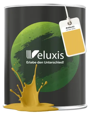 Produktbild von Wandfarbe Gelb Orange Matt Innenfarbe – Deckkraft Klasse 1, VOC-frei, Ohne Grundierung, Tropfarm – Wohnzimmer & Schlafzimmer – 2,5L – Veluxis (Harvest Yellow)