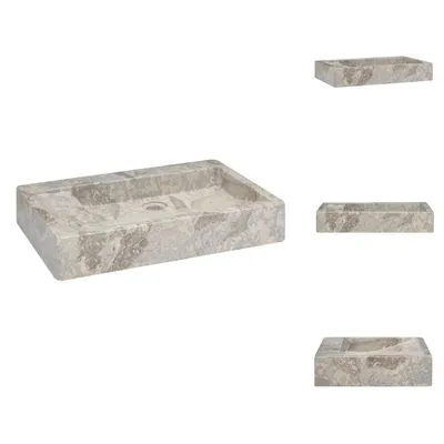 Productafbeelding van vidaXL Wastafel, grijs, 58x39x10 cm, marmerlook - Wastafel voor de badkamer