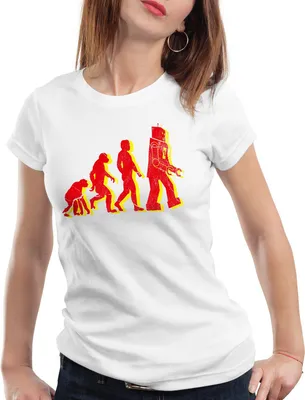 Produktbild von style3 Roboter Evolution Damen T-Shirt sheldon, Farbe:Weiß, Größe:S