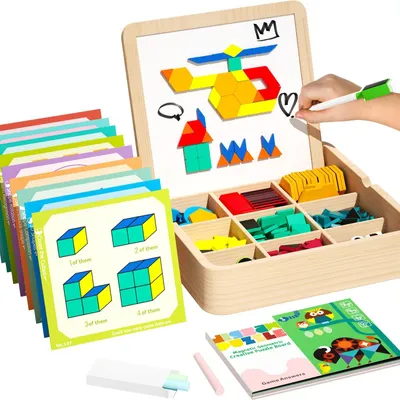 Produktbild von Tangramset 248 Teile - Hölzerne Magnetische Puzzle - Lernspielzeug für Kinder