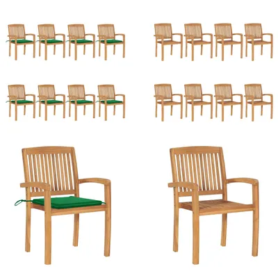 Produktbild von vidaXL Stapelbare Gartenstühle mit Kissen 8 Stk. Massivholz Teak - Gartenstuhl - Gartenstühle - Holzstuhl - Holzstühle