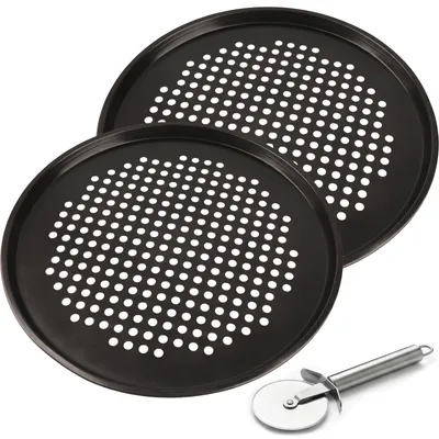 Pizzaplatten 2er Set, perforiert, 35 cm, antihaftbeschichtet