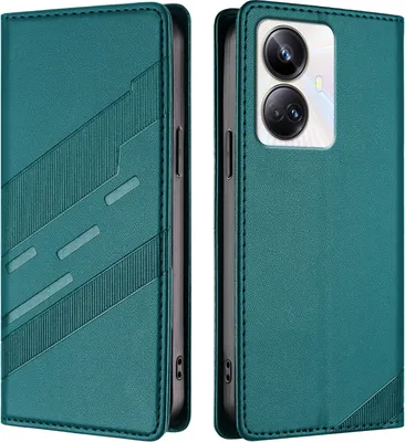 Produktbild von Hülle für Realme 10 Pro+, Kunstleder Brieftaschen Handyhülle mit Kartenfach und Standfunktion Grün
