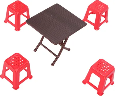 Immagine prodotto di Accessori per casa delle bambole in scala 1:12, mobili in miniatura, sgabello da tavolo, modello rosso pieghevole