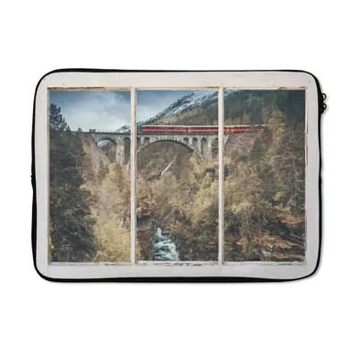 Produktbild von MuchoWow® Laptop Hülle 13 Zoll Aussicht - Brücke - Berg Laptoptasche - Laptophülle - Sleeve - Rundumschutz