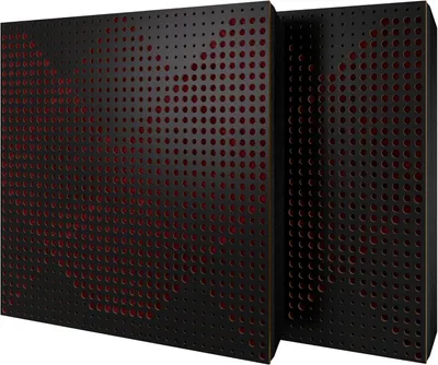 Productafbeelding van Set van 6 akoestische wandpanelen WILDS, 50x50x5 cm, zwart/bordeaux