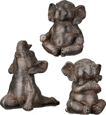 Image de Gilde Figur, Elefant, "Tarangire", Kunstharz, braun, VE 6, 3fach sortiert, L. 15 cm, B. 10 cm, H. 16 cm