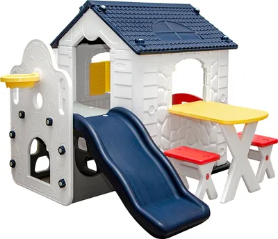 Produktbild von Kinder Spielhaus mit Rutsche - Garten Kinderhaus ab 1 - Indoor Kinderspielhaus