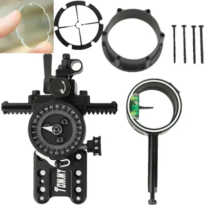 Imagen del producto de Visor para arco compuesto, con puntería ajustable, construcción de aluminio duradera, juego de 4 unidades