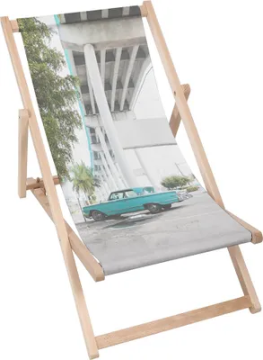 Produktbild von DreamrootLiegestuhl klappbar Holz, Buchenholz bis zu 130 kg, Sonnenliege klappbar mit 3-stufiger Neigungsregulierung der Rückenlehne, Car Under Bridge