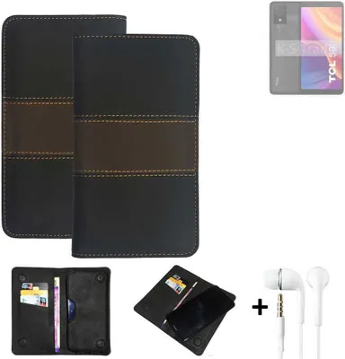 Produktbild von K-S-Trade Handyhülle + Kopfhörer kompatibel mit TCL 501 Schutzhülle Walletcase Bookstyle Tasche Schutz Case Hülle Wallet Cover Kunstleder