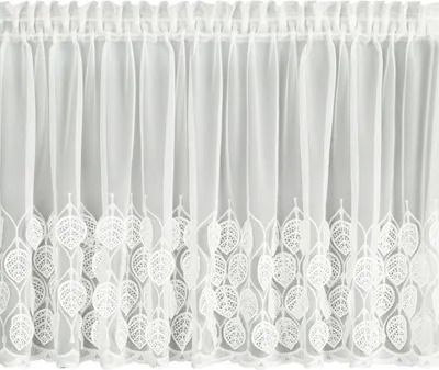 Obrázok produktu pre EUROFIRANY | Záclona - Záclona - 70 x 150 cm - biela - s 3D výšivkou listov