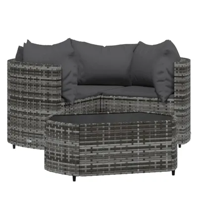 Produktbild von vidaXL 4-tlg. Garten-Lounge-Set mit Kissen Grau Poly Rattan