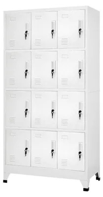 Produktbild von Umkleideschrank mit 12 Fächern und Lüftungsöffnungen aus Stahl 90x45x180cm Grau