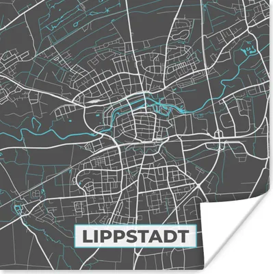 Produktbild von MuchoWow® Poster Deutschland - Blau - Lippstadt - Stadtplan - Karte 50x50 cm - Wohnzimmerdekoration