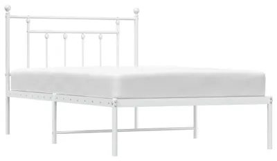 Productafbeelding van vidaXL Bedframe met hoofdeinde, metaal, wit, 100x200 cm