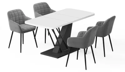 Imagen del producto de Set de mesa de comedor Vicco Fenaro Blanco/ 120 x 80 cm con 4 sillas de comedor, Model 62772