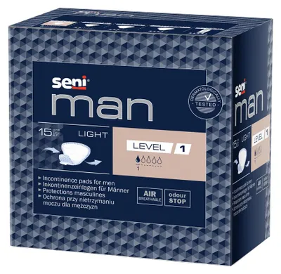 Obrázek produktu pro Seni Man Light Level 1 - Anatomicky tvarované vložky pro muže, 15 ks