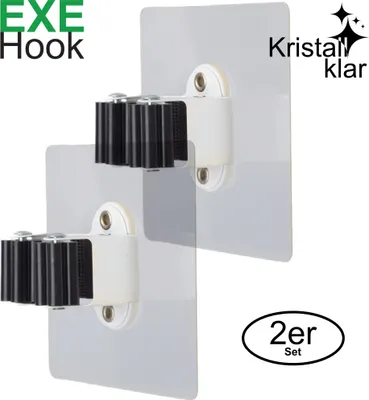 Produktbild von 2x EXE Hook Haken selbstklebend ohne bohren wiederverwendbar Wasserfest bis 5Kg Gerätehalter Metall