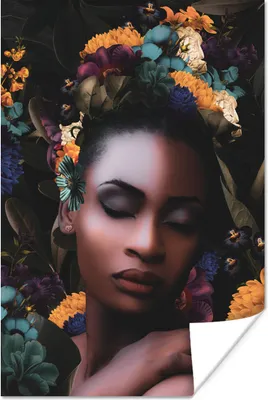 Produktbild von MuchoWow® Poster Frauen - Blumen - Farbe 20x30 cm - Papierdruck
