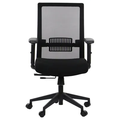 Immagine prodotto di Sedia da ufficio ergonomica girevole RIVERTON M/L, braccioli regolabili, schienale in rete, seduta scorrevole (avanti-indietro), nero