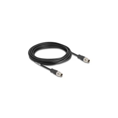 Produktbild von Delock - Netzwerkkabel - 8-polig M12 (M) zu 8-polig M12 (M) - 5 m - 6 mm - S/FTP - CAT 5e - X-kodiert - Schwarz