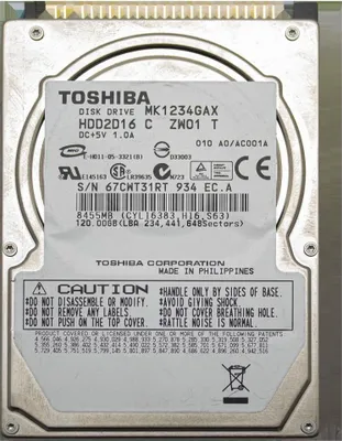 Produktbild von Toshiba 120GB Parallel ATA, Parallel ATA, 120 GB, 6,35 cm (2.5"), 5 - 55 °C, -20 - 60 °C, 6,985 cm