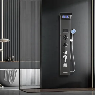 Produktbild von Eikuavons Multifunktionales Duschpaneel Schwarz mit Massagedüsen