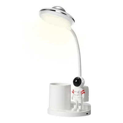 Produktbild von Tischleuchte Astronauten-Schreibtischlampe mit Projektor und Stifthalter,wiederaufladbare Lampe,weiss