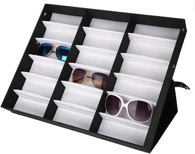 Produktbild von Famanu Aufbewahrungsbox für Sonnenbrillen - Organizer mit 18 Fächern, schwarz