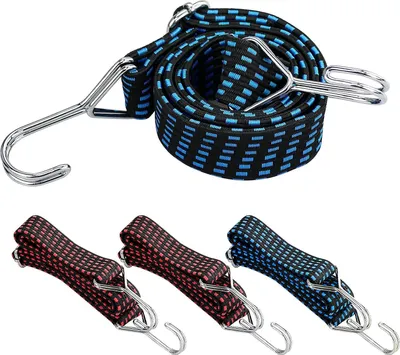 Produktbild von 4 Stück Verstellbar Spanngummi mit Haken, Extra Stark Spanngurte, Gepäckspanner, Expanderseil, Gummiseil, Ideal zum Fahrrad Motorrad Autotransporter Camping, 100cm Lang