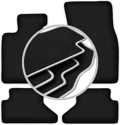 Produktbild von Fußmatten Automatten Velours Schwarz/Silber für BMW 6 E63 2003-2010 Set 4-tlg