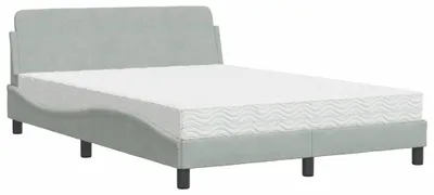 Produktbild von vidaXL Bett mit Matratze "Dover" Hellgrau 140x200 cm Samt
